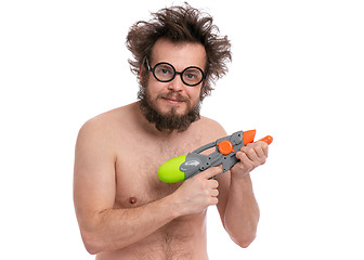 Image showing Crazy bearded man - beach concept