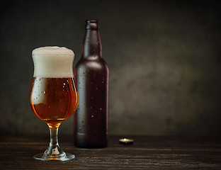 Image showing beer glass and bottle