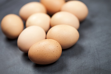 Image showing Farm fresh organic chicken eggs closeup.