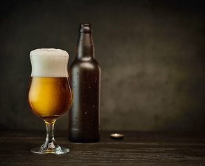 Image showing beer glass and bottle