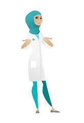 Image showing Muslim confused doctor shrugging shoulders.