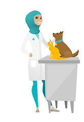 Image showing Veterinarian examining pets vector illustration.