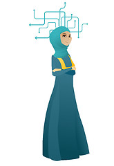 Image showing Young muslim business woman thinking.