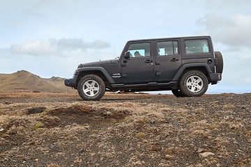 Image showing Car on Icelandic terrain, Jeep Wrangler