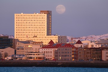 Image showing Fosshotel Reykjavik Iceland in sunset