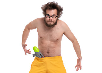 Image showing Crazy bearded man - beach concept