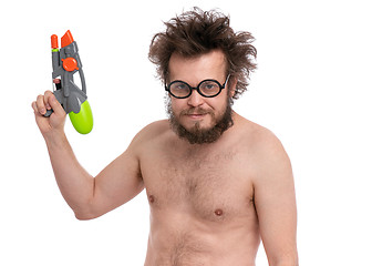 Image showing Crazy bearded man - beach concept