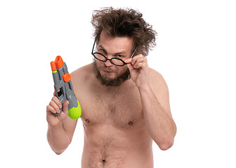 Image showing Crazy bearded man - beach concept