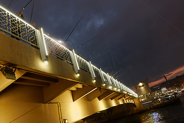 Image showing panoramic view of the bridge at night Turkey Istanbul