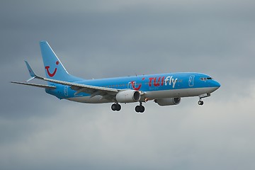 Image showing Plane landing, Tui Fly Boeing 737