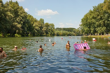 Image showing River beach with people