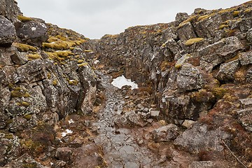 Image showing Thingvellir landscape in Iceland with rocky terrain