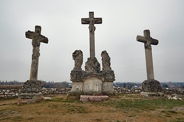 Image showing Crosses on a hill