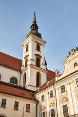 Image showing Church tower in a town