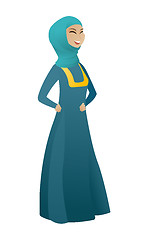 Image showing Young muslim business woman laughing.