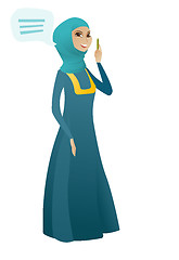 Image showing Young muslim business woman with speech bubble.