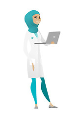 Image showing Doctor using laptop vector illustration.