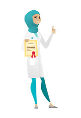 Image showing Young muslim doctor holding certificate.