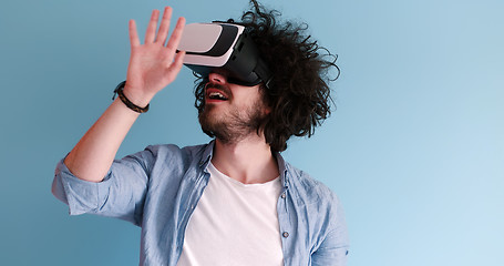 Image showing man using VR headset glasses of virtual reality