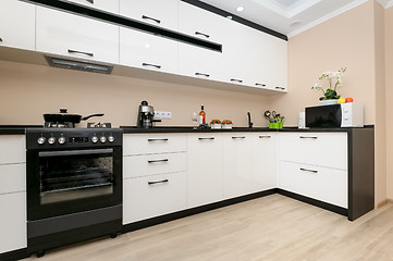 Image showing Modern black and white kitchen