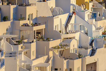 Image showing Fira village street view at Santorini island, Greece