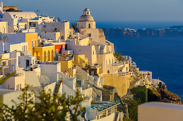 Image showing Fira village street view at Santorini island, Greece