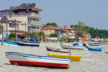 Image showing Fishing boats at the beach in Leptokaria, Macedonia, Greece