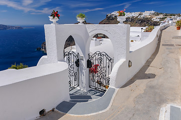 Image showing Fira village street view at Santorini island, Greece