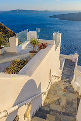 Image showing Fira village street view at Santorini island, Greece