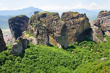 Image showing Meteora rocks near Kalambaka town, Greece