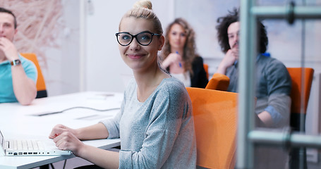 Image showing Startup Business Team At A Meeting at modern office building