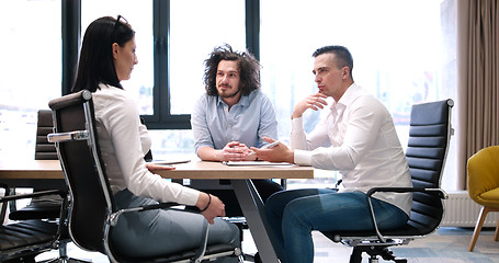 Image showing Startup Business Team At A Meeting at modern office building