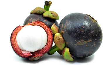 Image showing Ripe mangosteen fruit isolated