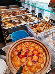 Image showing Street food curry fish ball