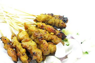 Image showing Chicken satay. Traditional Malay food