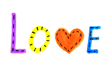 Image showing Word LOVE from colorful letters and heart symbol