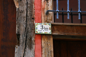 Image showing Ceramic house number and street name plate, Troyes, France