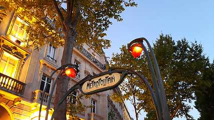 Image showing Famous sign of metro station in Paris