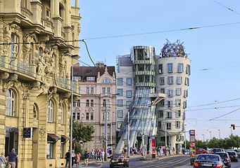 Image showing View on the Dancing House (Ginger and Fred) in Prague