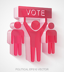 Image showing Political icon: extruded Red Transparent Plastic Election Campaign, EPS 10 vector.