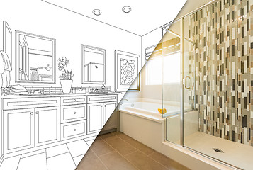 Image showing Custom Master Bahroom Design Drawing with Cross Section of Finis