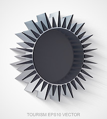 Image showing Vacation icon: extruded Black Transparent Plastic Sun, EPS 10 vector.