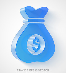 Image showing Business icon: extruded Blue Transparent Plastic Money Bag, EPS 10 vector.