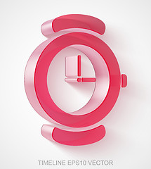 Image showing Timeline icon: extruded Red Transparent Plastic Hand Watch, EPS 10 vector.