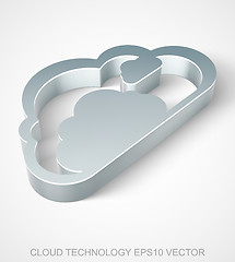 Image showing Cloud computing icon: extruded Metallic Cloud, EPS 10 vector.