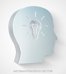 Image showing Information icon: extruded Metallic Head With Light Bulb, EPS 10 vector.