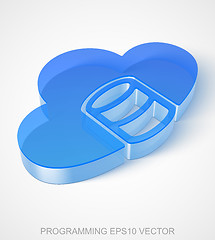 Image showing Software icon: extruded Blue Transparent Plastic Database With Cloud, EPS 10 vector.