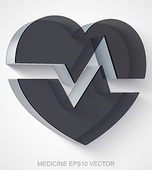 Image showing Healthcare icon: extruded Black Transparent Plastic Heart, EPS 10 vector.