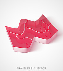 Image showing Vacation icon: extruded Red Transparent Plastic Map, EPS 10 vector.