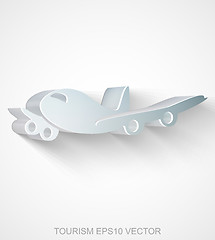 Image showing Vacation icon: extruded Metallic Airplane, EPS 10 vector.